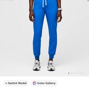 Figs Royal Blue Highwaisted Zamora jogger Pants.  Medium Petite